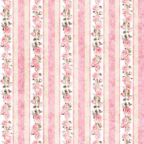 Sew Shabby Chic - Rose Border Stripe - Pink