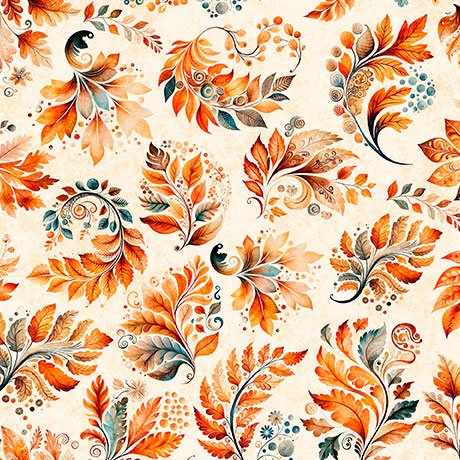 Harvest Hollow - Fall Leaves - Cream