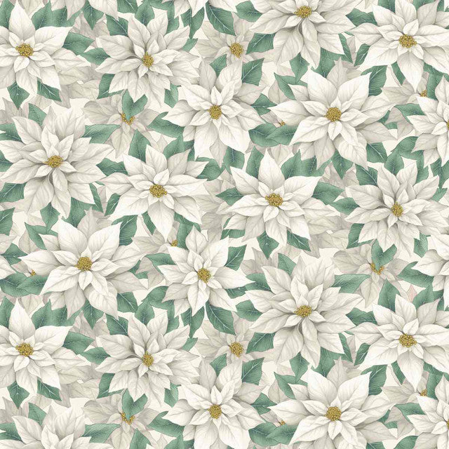 Sweet Christmas Memories - Poinsettia - Winter White Multi