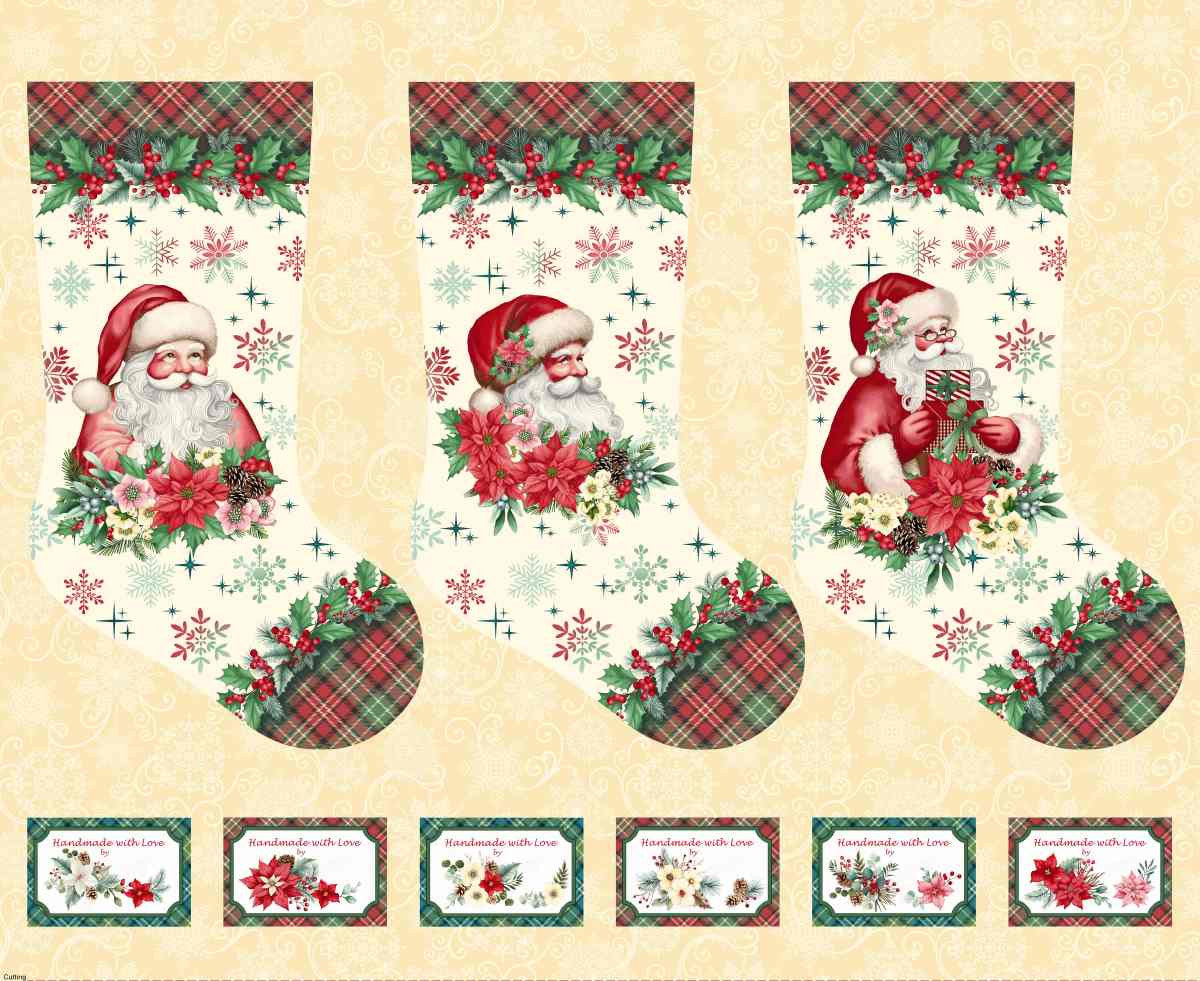 Sweet Christmas Memories - Stocking Panel - Cream