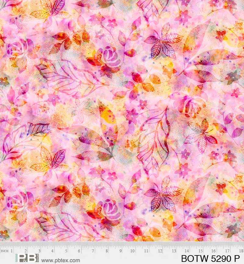 Botanics Pink - Batik Foliage 108"