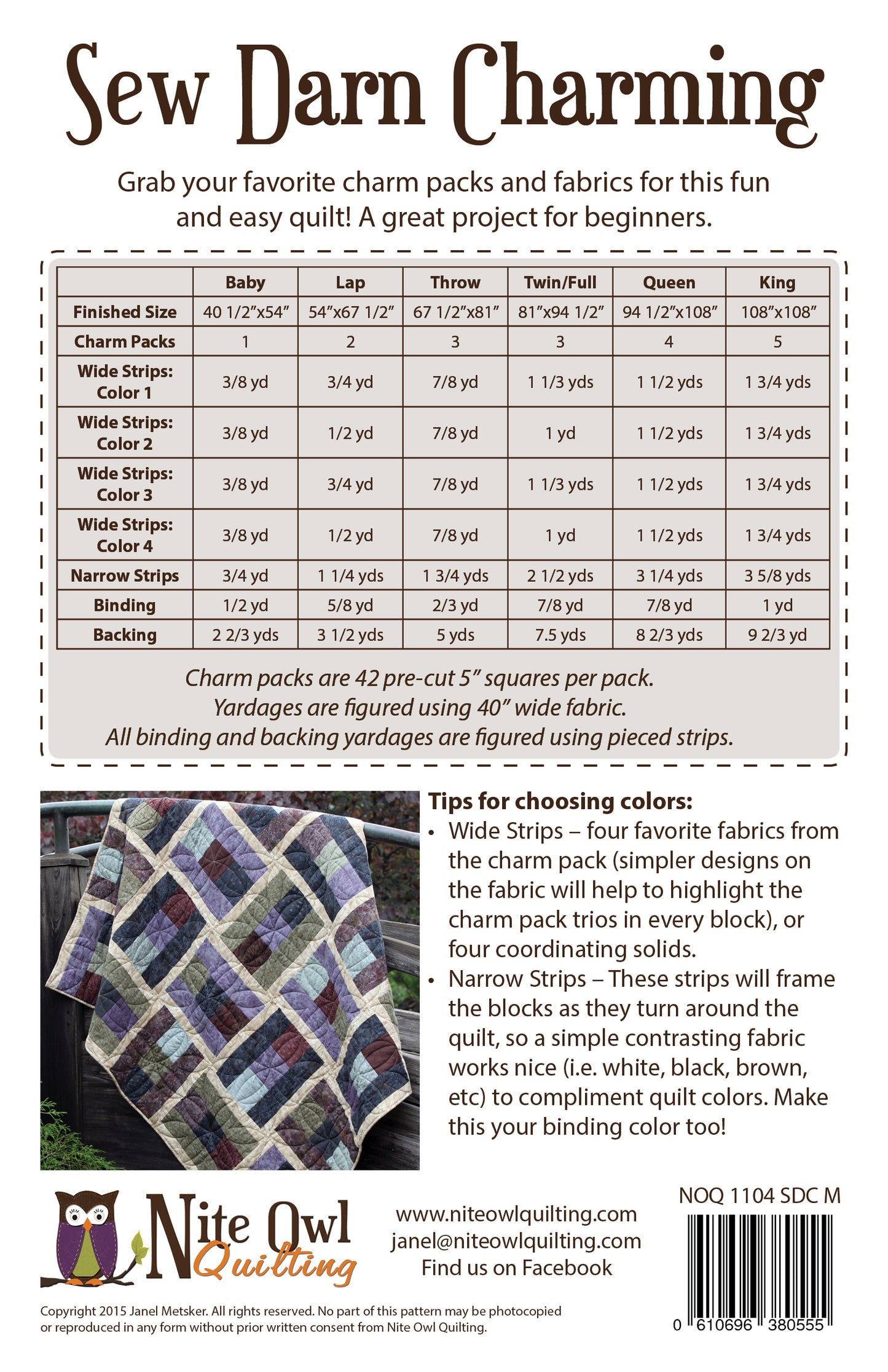Sew Darn Charming pattern - NOQ