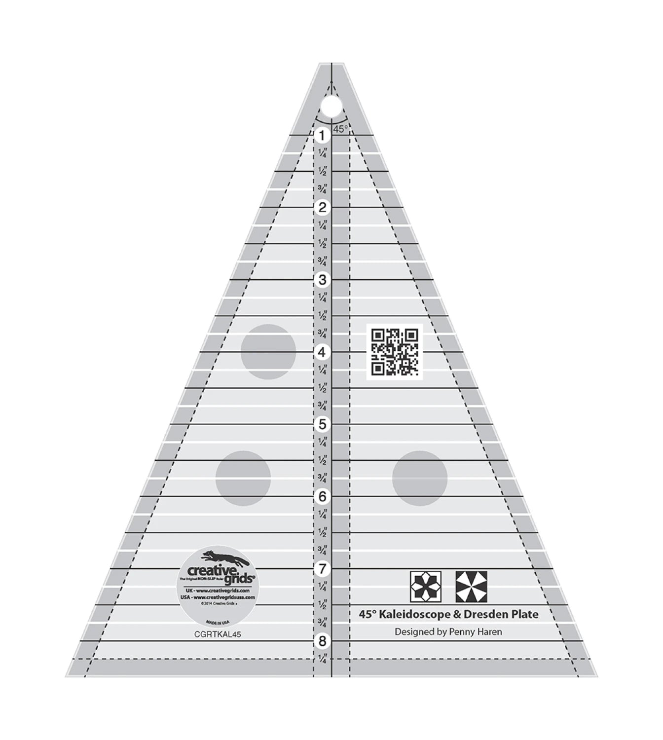 Creative Grids 45 degree Kaleidescope & Dresden Plate Ruler