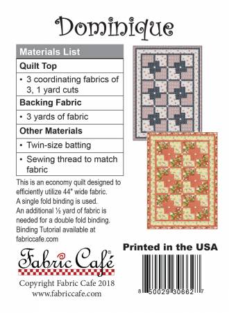 Dominique 3yd Quilt Pattern by Fabric Cafe