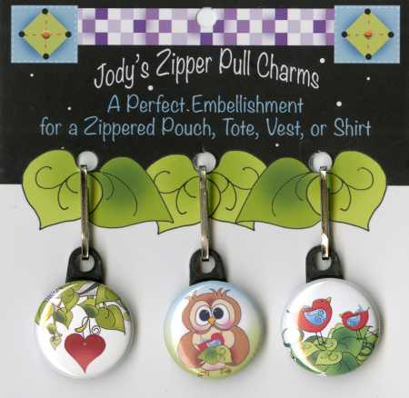 Zipper Charm 3 piece Set Love Owls
