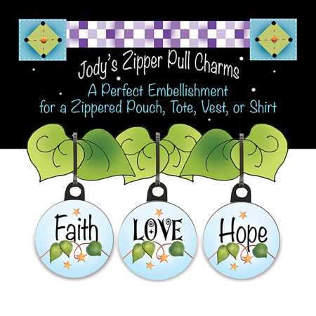 Zipper Charm Faith Hope Love 3pc Set