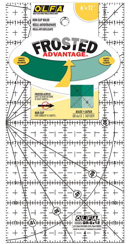 OLFA Frosted Advantage Non-slip Ruler 6" x 12"