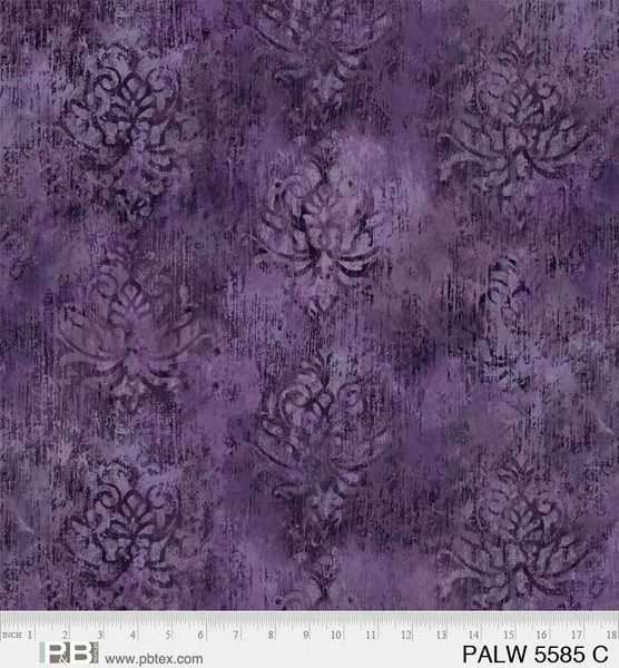 Palazzo Grape - Distressed Damask 108" by P&B Textiles