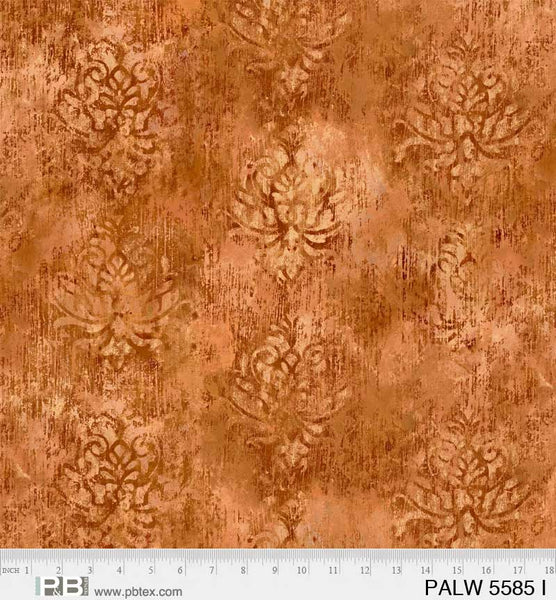 Palazzo Rust - Distressed Damask 108" by P&B Textiles
