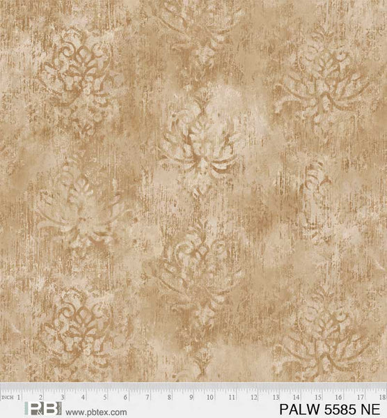 Palazzo Neutral - Distressed Damask 108" by P&B Textiles