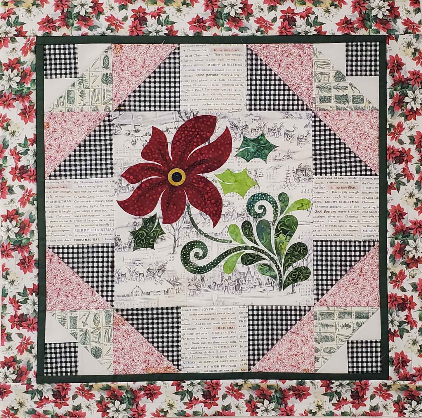 Holidays Past Poinsettia fabric kit with pattern
