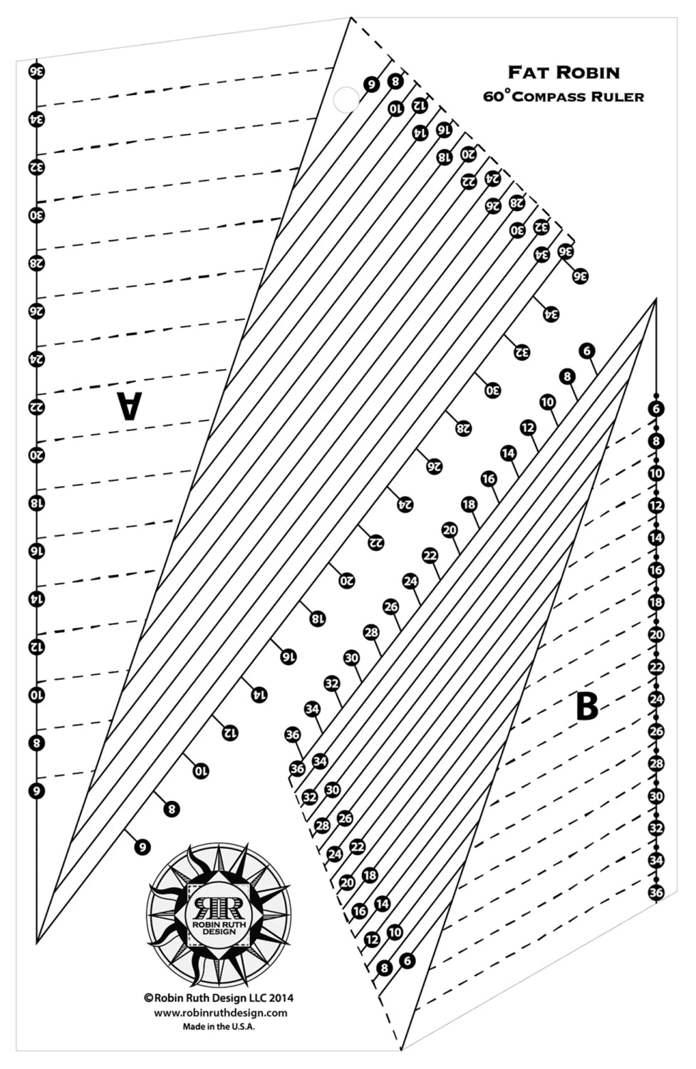 Fat Robin 16 Point Mariner's Compass Book and Ruler Combo