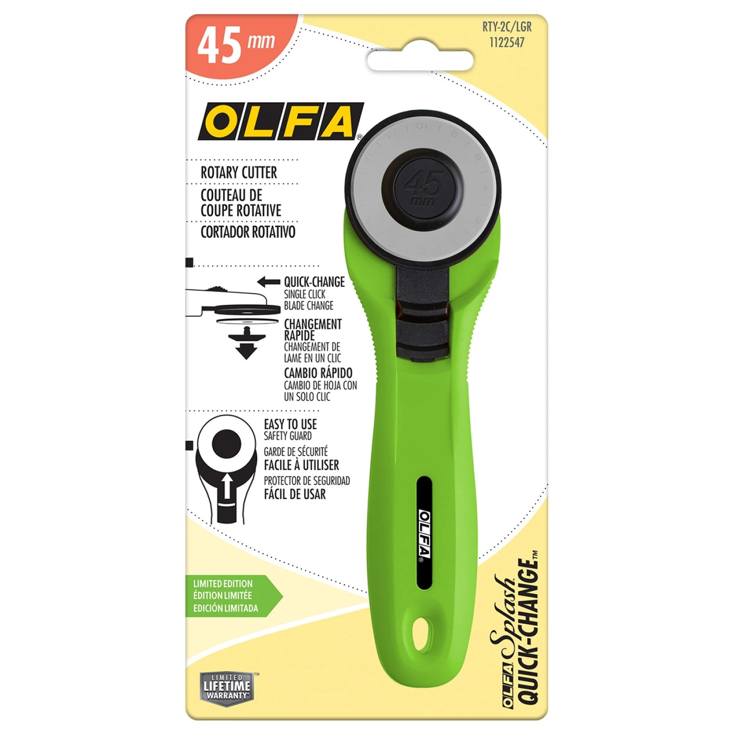 OLFA ROTARY CUTTER 45MM - SPLASH QUICK CHANGE