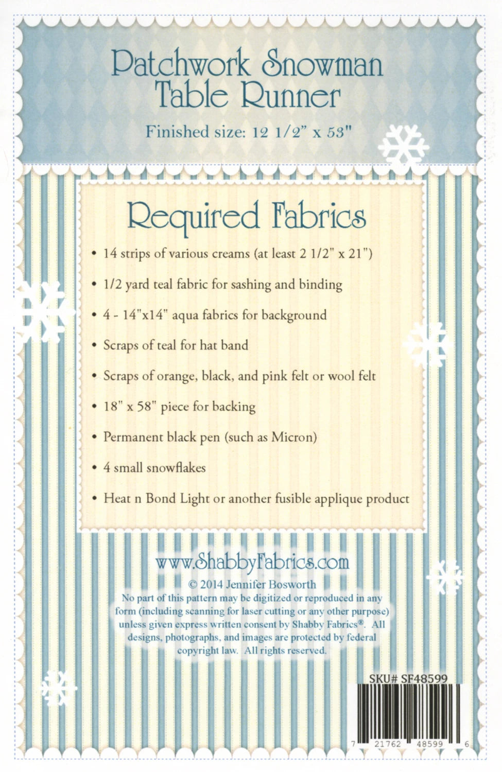 Patchwork Snowman Tablerunner