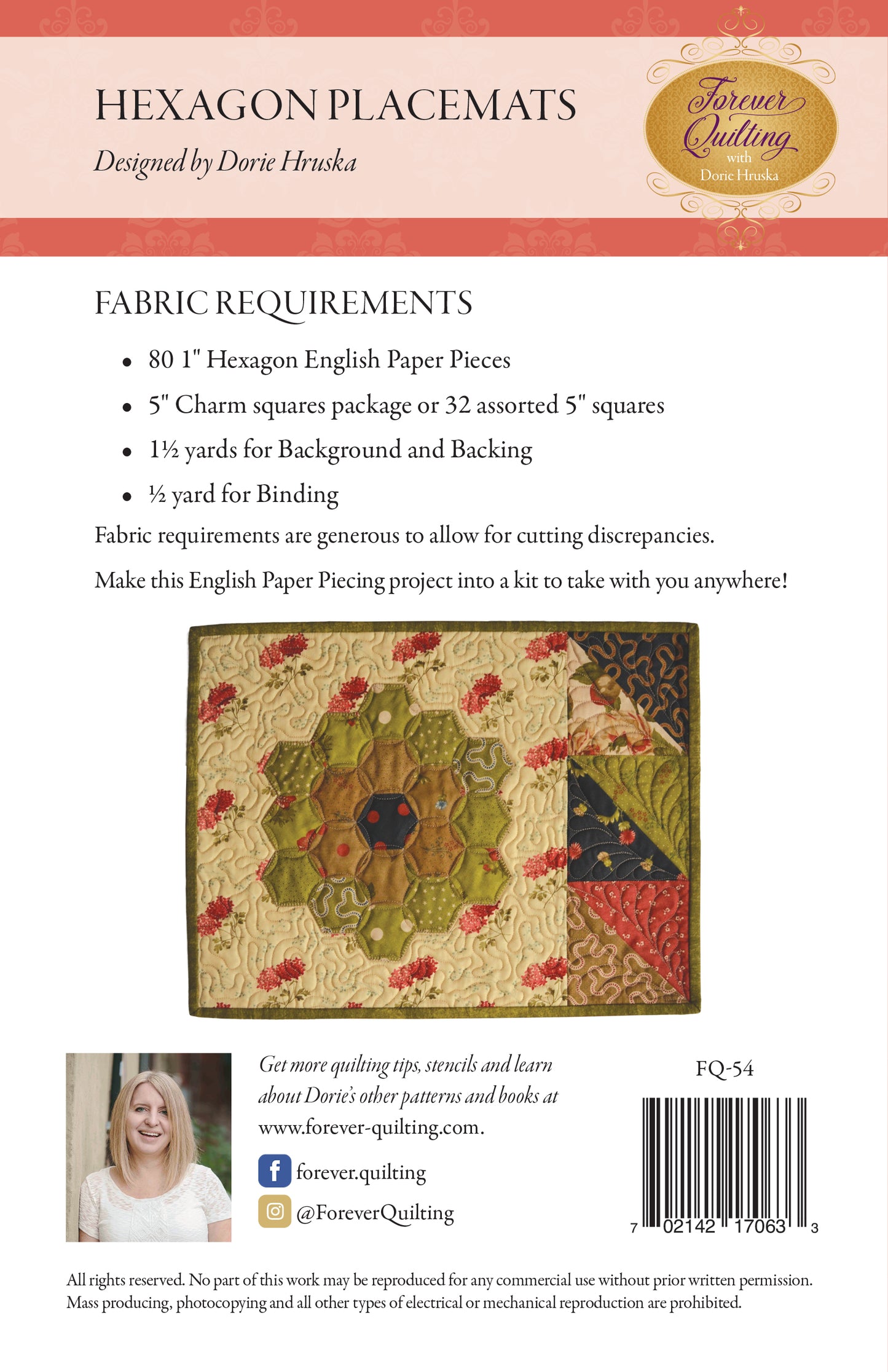Hexagon Placemat Pattern (pdf Download only)