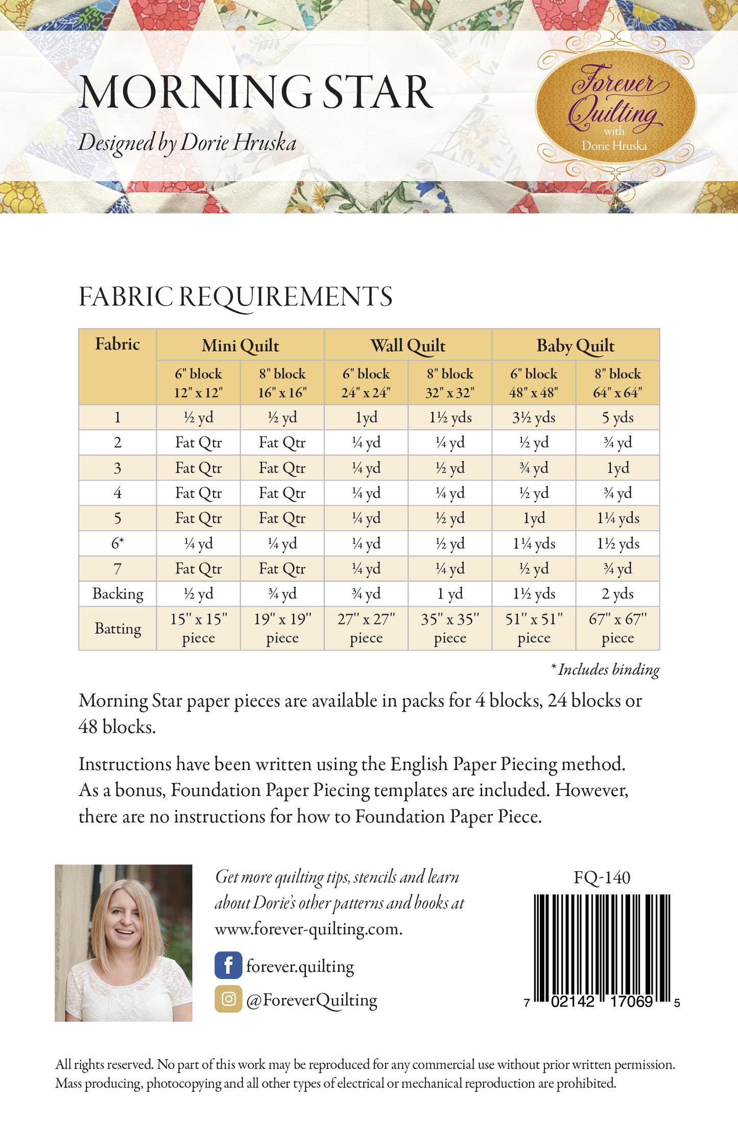 Morning Star pattern (pdf download)