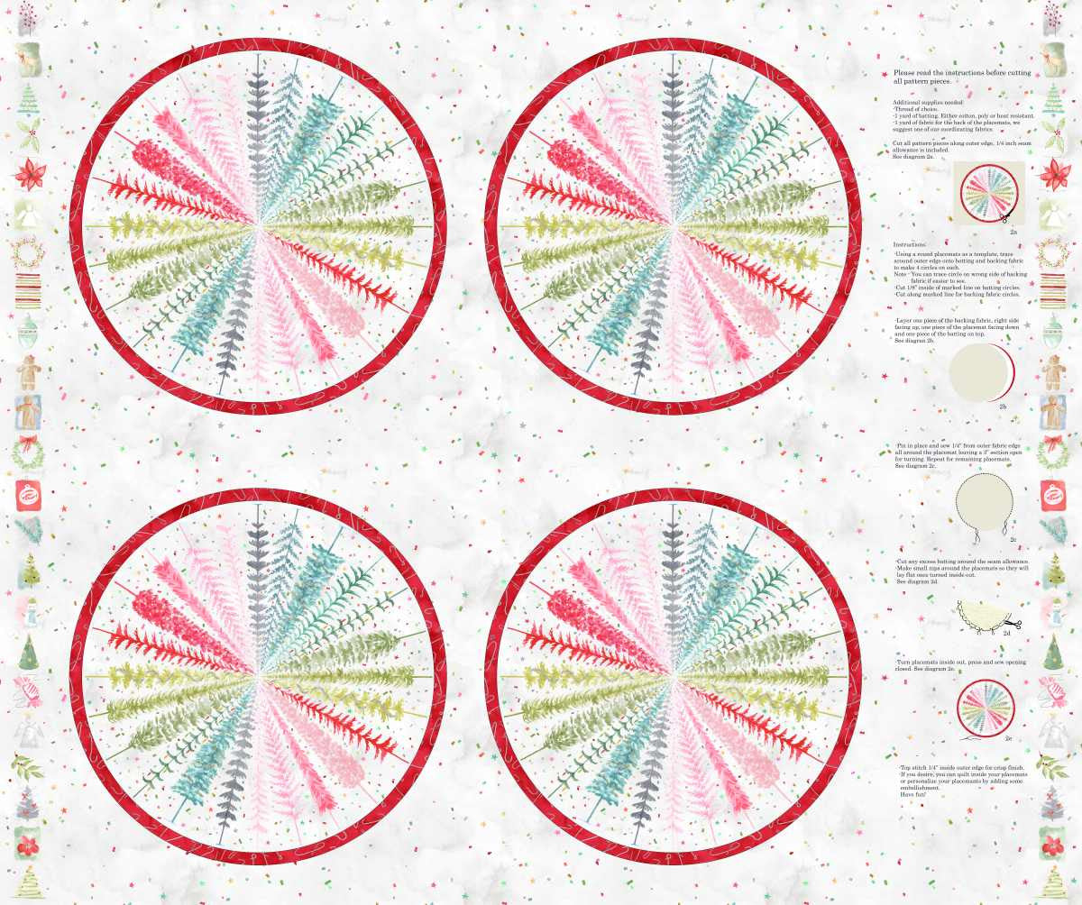 Christmas In Color - Placemat Panel - Rainbow