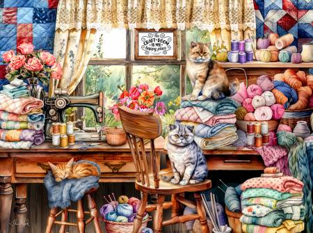 Kitten Sewing Room - 1000pc Jigsaw Puzzle