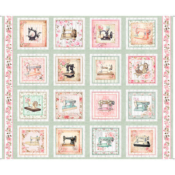 Sew Shabby Chic - Sewing Machine Picture Patches - Lt. Sage