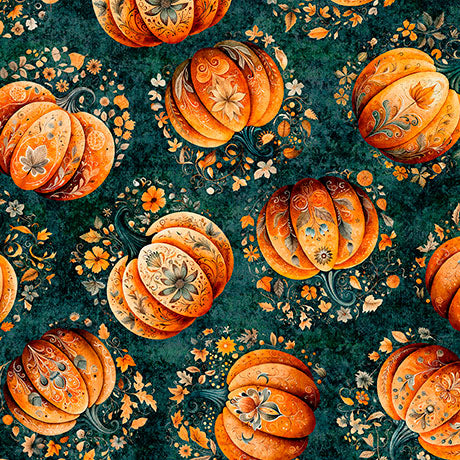 Harvest Hollow - Tossed Pumpkins - Teal