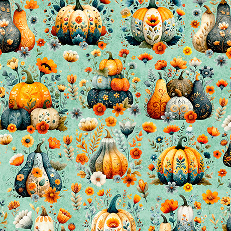 Harvest Hollow - Pumpkin Patch - Dusty Aqua