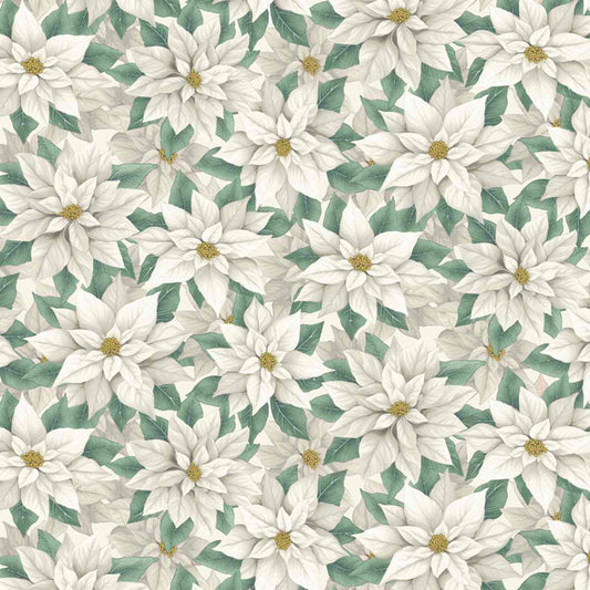 Sweet Christmas Memories - Poinsettia - Winter White Multi