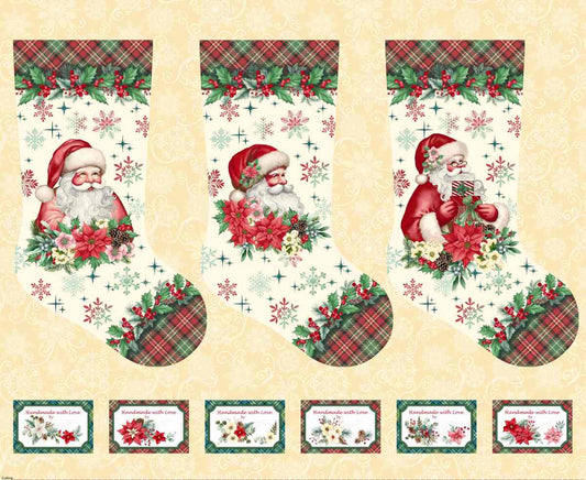 Sweet Christmas Memories - Stocking Panel - Cream