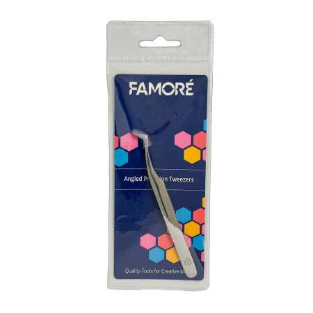 Famore 4 1/2in Precision Angled Tweezers