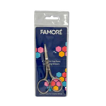 Famore 4" Straight Fine Point Large Ring Scissors