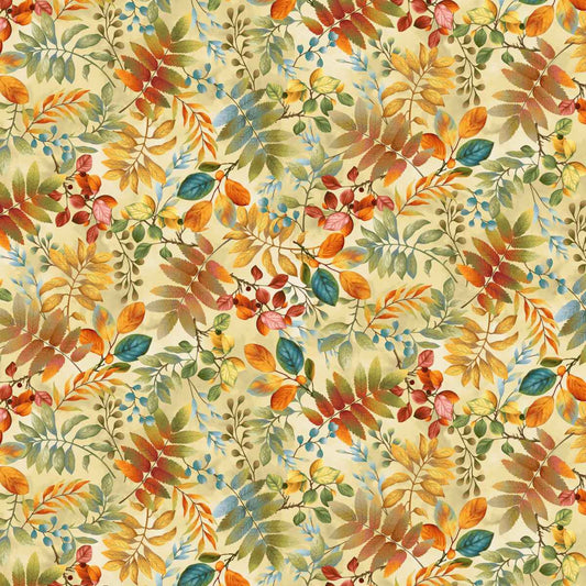 Basket of Autumn Blessings - Cream - All Over Leaves