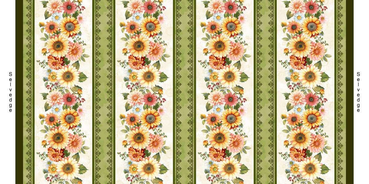 Basket of Autumn Blessings - Cream - Border Print