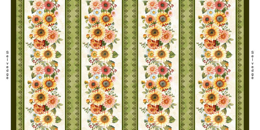 Basket of Autumn Blessings - Cream - Border Print