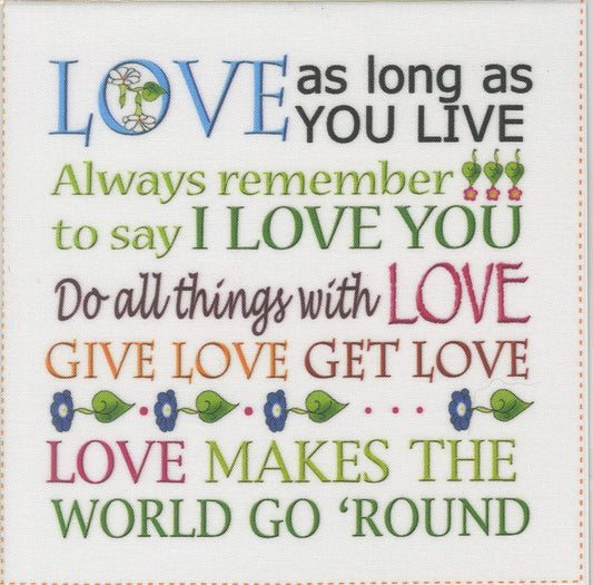 Fabric Art Panel - 6in - Love