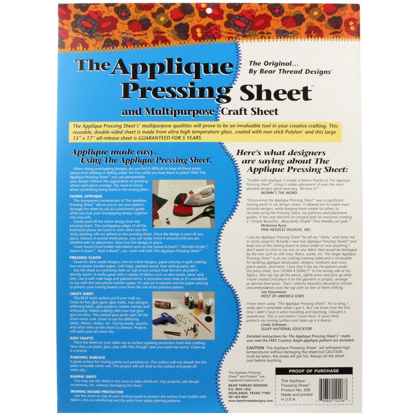 Applique Pressing Sheet 13in x 17in