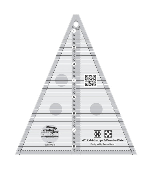 Creative Grids 45 degree Kaleidescope & Dresden Plate Ruler