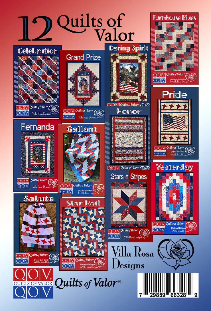 Quilts of Valor 12 - Pk of Villa Rosa Quilt Design Patterns