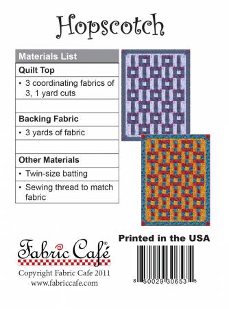 Hopscotch 3yd Quilt Pattern by Fabric Cafe