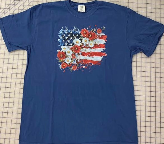 Flag with Flowers T-Shirt
