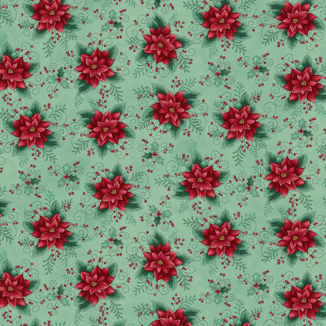 Gifts of Gratitude - Poinsettias - Light Teal