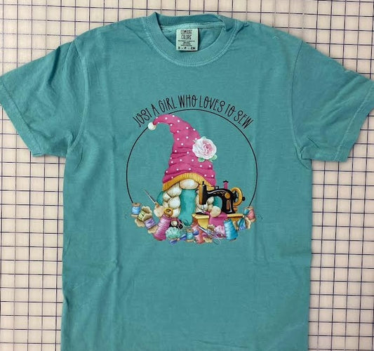 Just a Girl Who Loves to Sew on Seafoam T-Shirt