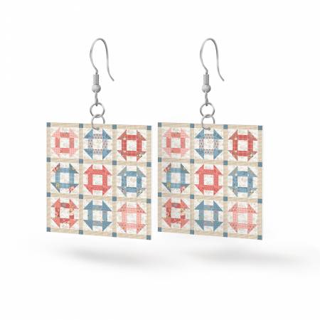Leather Square Earrings Countryside